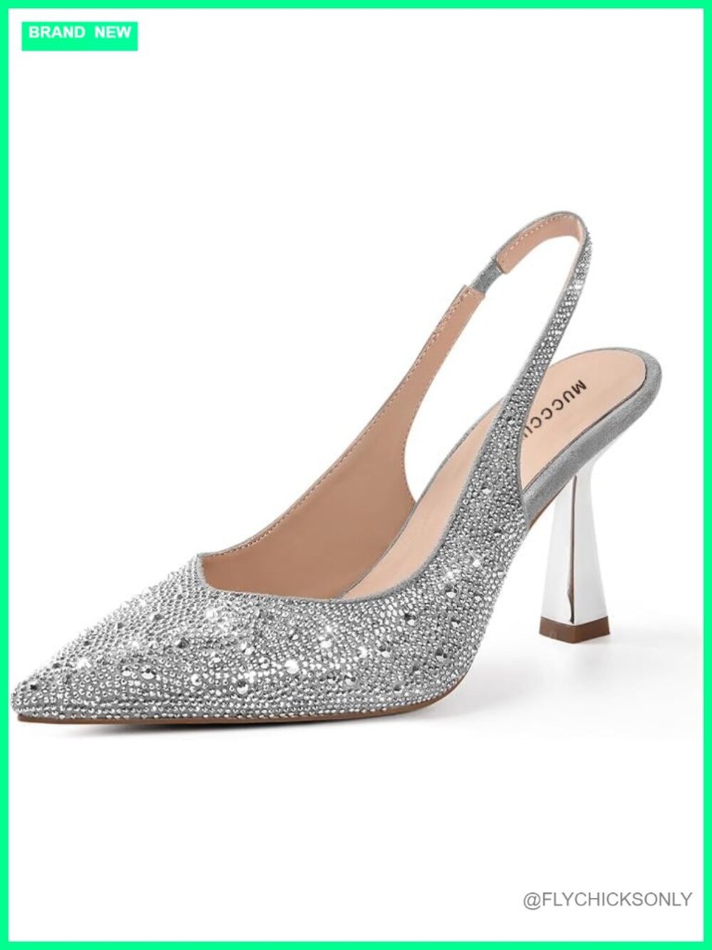 Kitten Heels Rhinestones Slingback Pointe Toe Pumps